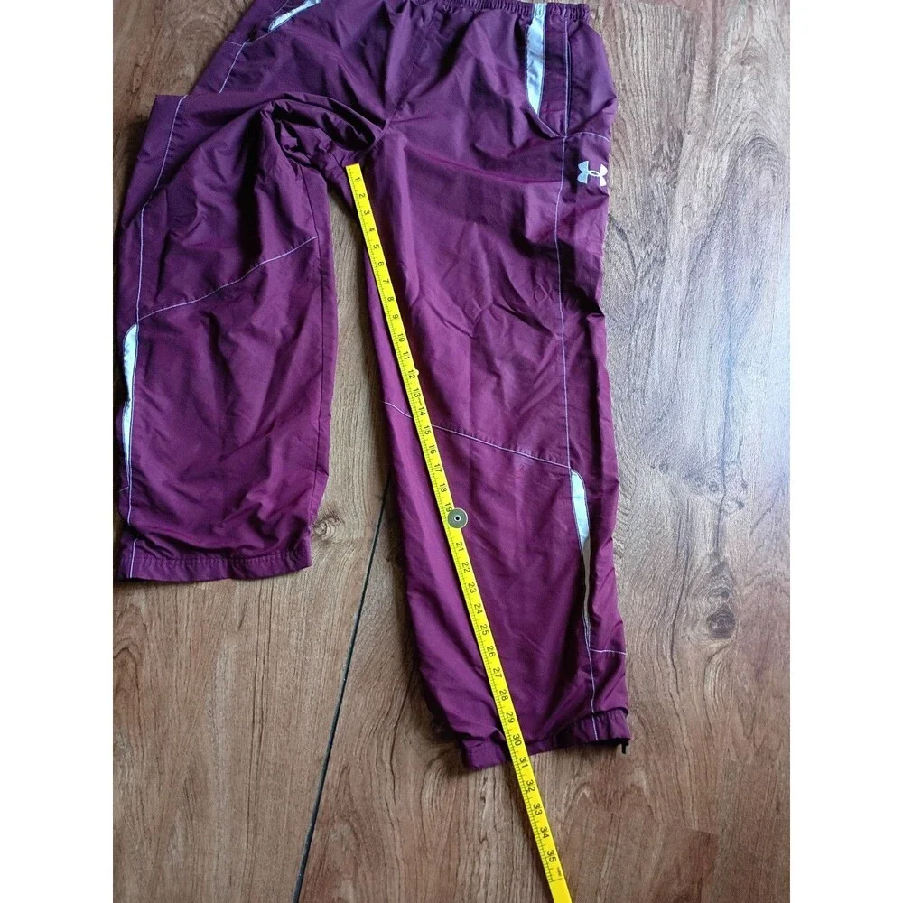 Under Armour Track Pants Men's Large Maroon Zip Hem Mesh Liner